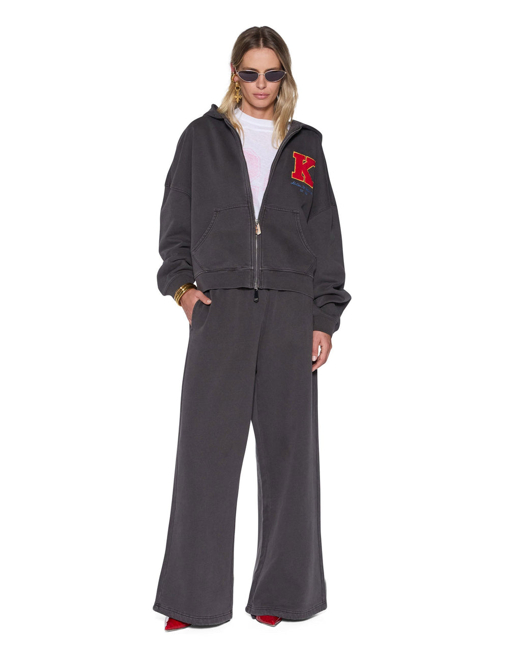 Womens Boyfriend Trakpant Washed Black Oversized Pants - Black