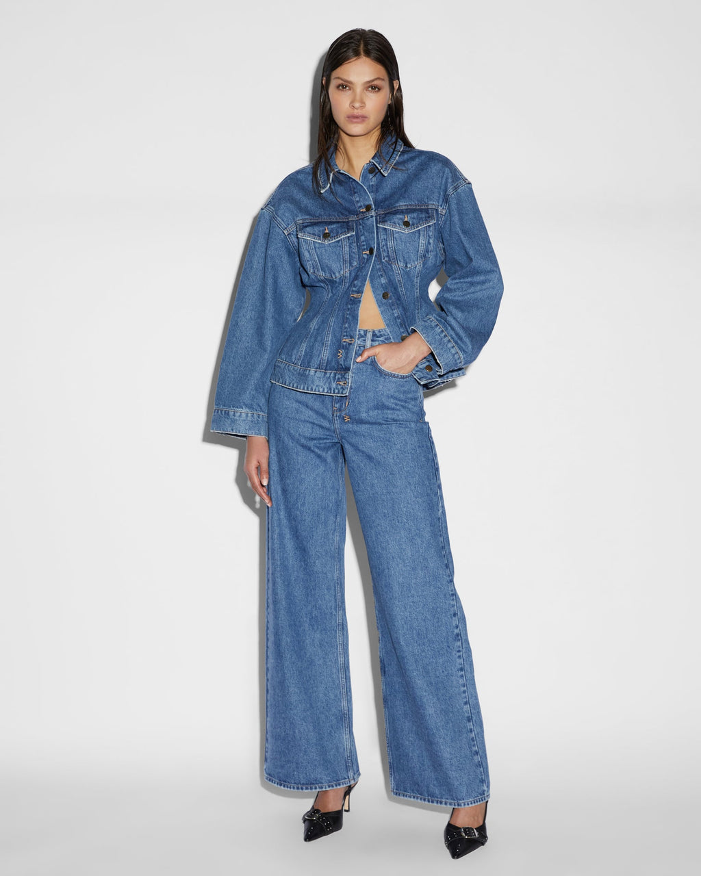 Womens Cinched Jacket Heritage Slim Jackets - Denim