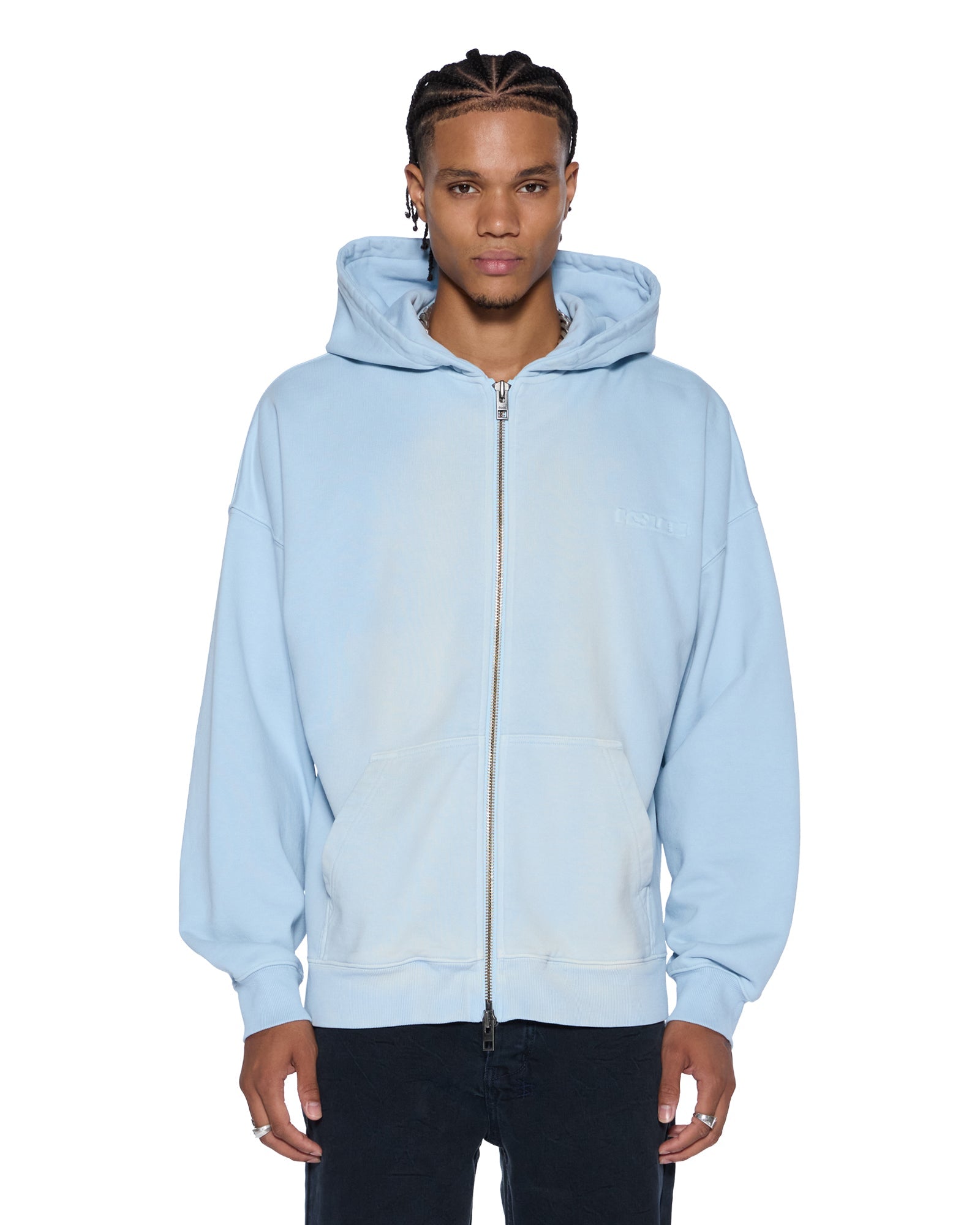 MENS INTRUDER EKCESS ZIP THRU HOOD ICE MIST OVERSIZED FLEECE
