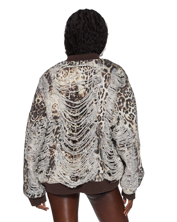 Womens Mowalola Bomber Cheetah Trashed Jackets | Ksubi ++