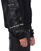 MENS PATCHED VARSITY JACKET BLACK JACKETS