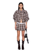 Womens Relax Trucker Plaid Relaxed Jackets - Multi Colour