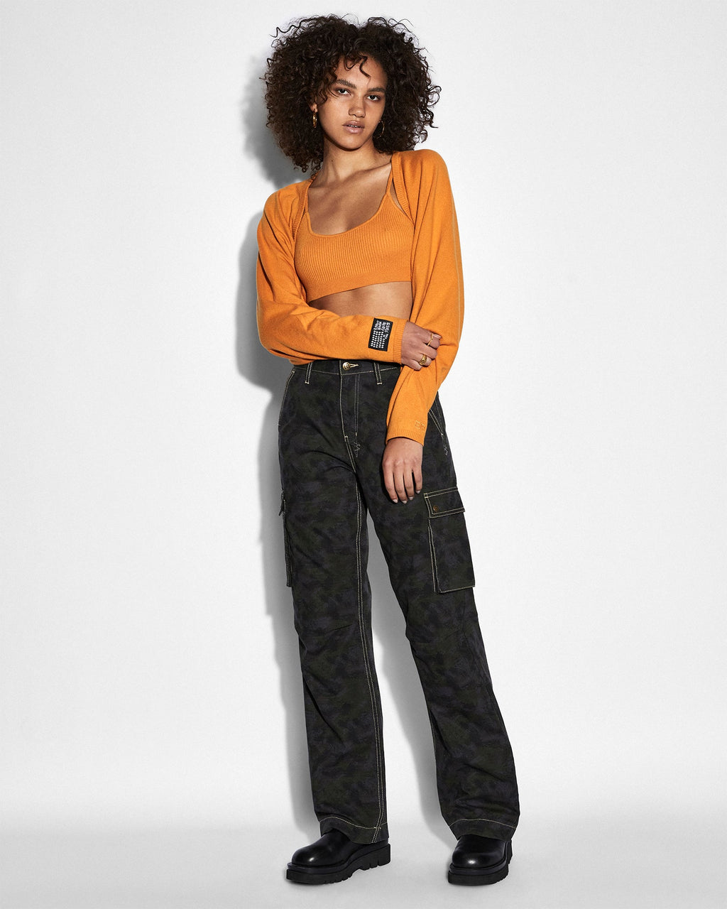 Womens Techno Shrug Satsuma Oversized Knitwear - Orange