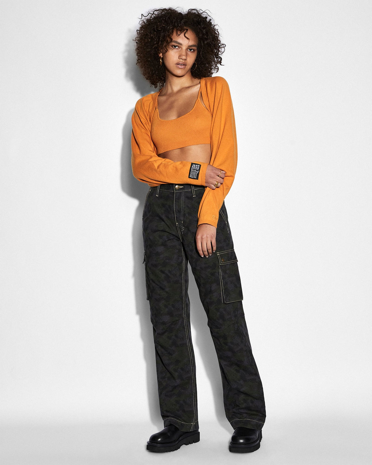 Womens Techno Shrug Satsuma Oversized Knitwear - Orange