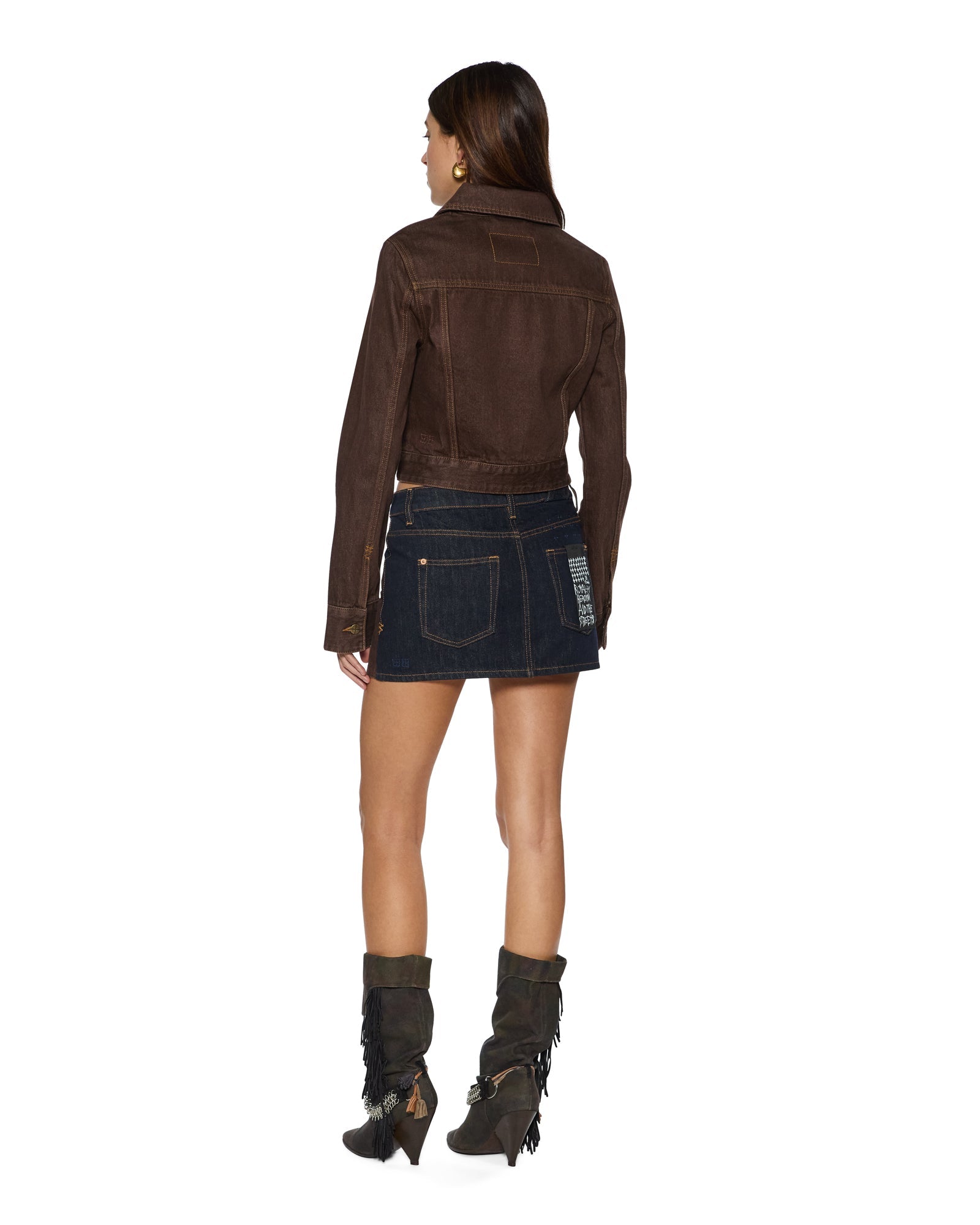 WOMENS  SLIM TRUCKER SADDLE BROWN SLIM JACKETS