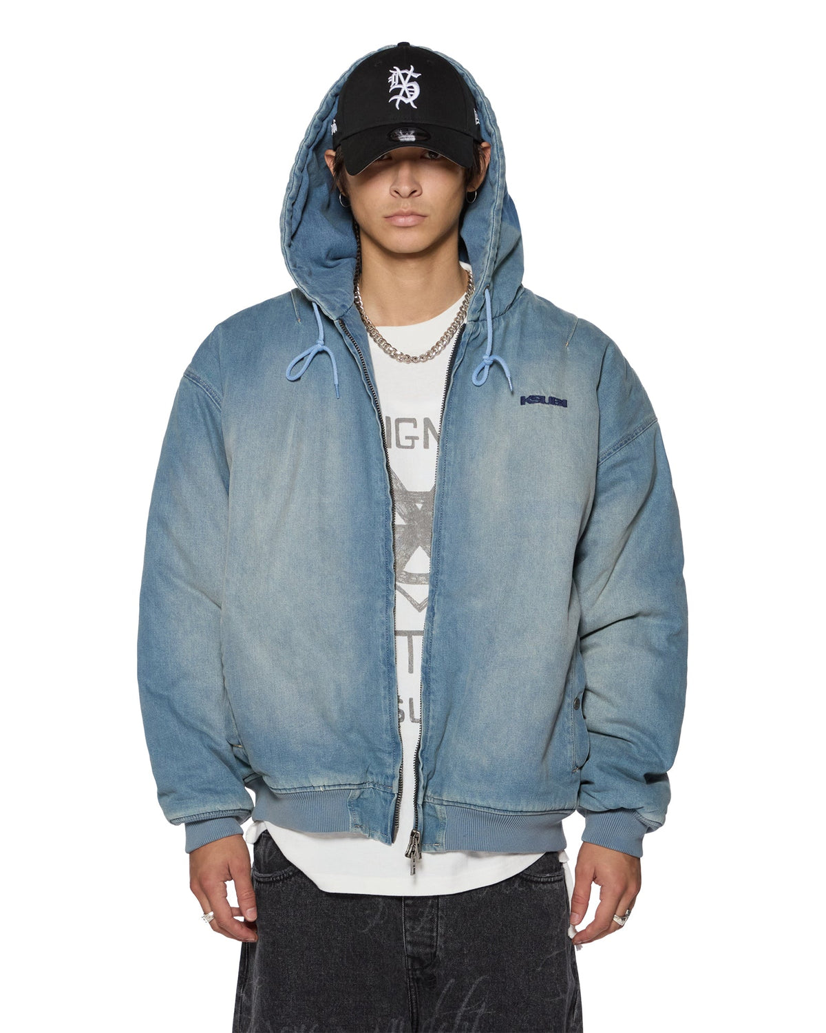 MENS SLOUCH BOMBER JACKET FADED INDIGO JACKETS