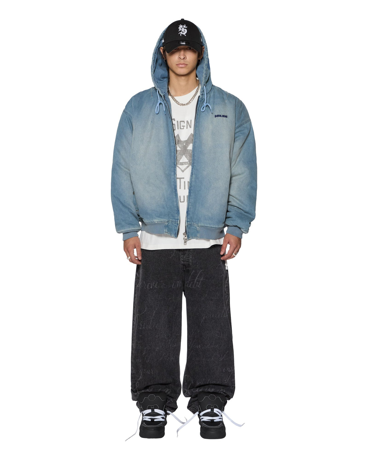 MENS SLOUCH BOMBER JACKET FADED INDIGO JACKETS