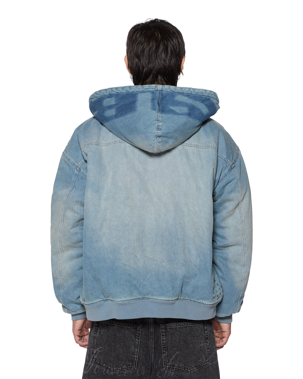 MENS SLOUCH BOMBER JACKET FADED INDIGO JACKETS