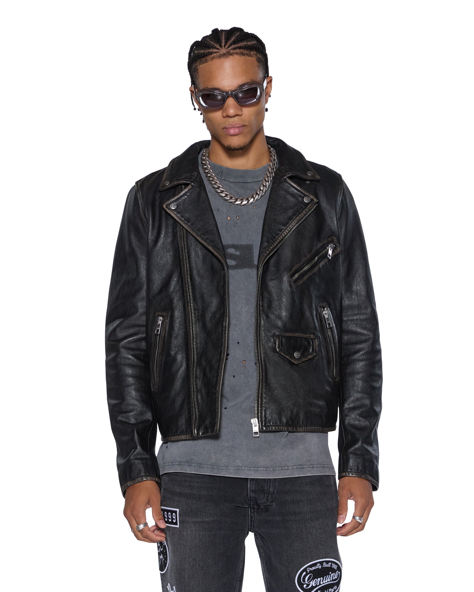 MENS  SOTT CAPITOL LEATHER JACKET BLACK REGULAR JACKETS