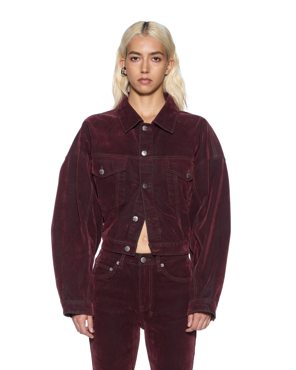 WOMENS RELAXED TRUCKER JACKET MERLOT JACKETS