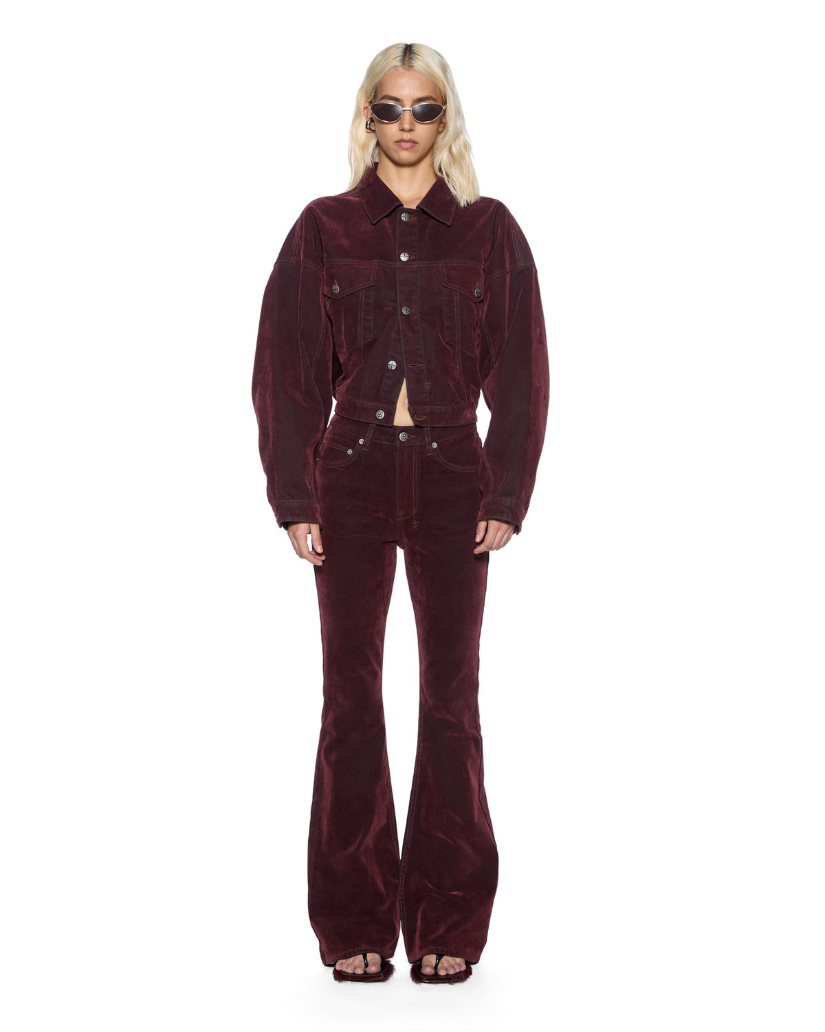 WOMENS RELAXED TRUCKER JACKET MERLOT JACKETS