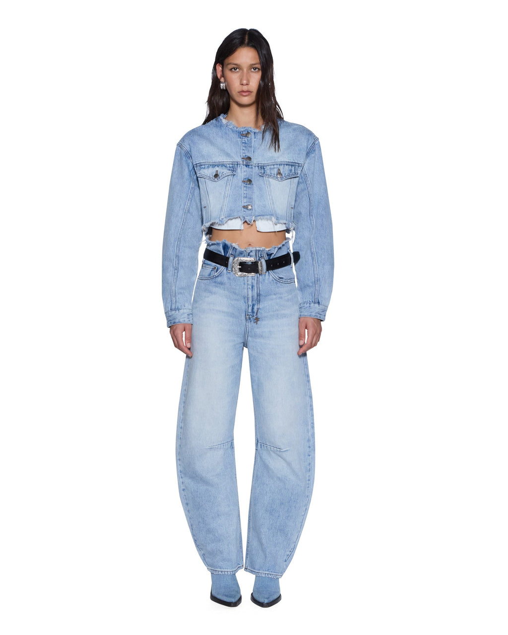 WOMENS HI BARREL JEAN CUTOFF VAPOUR DENIM JEANS