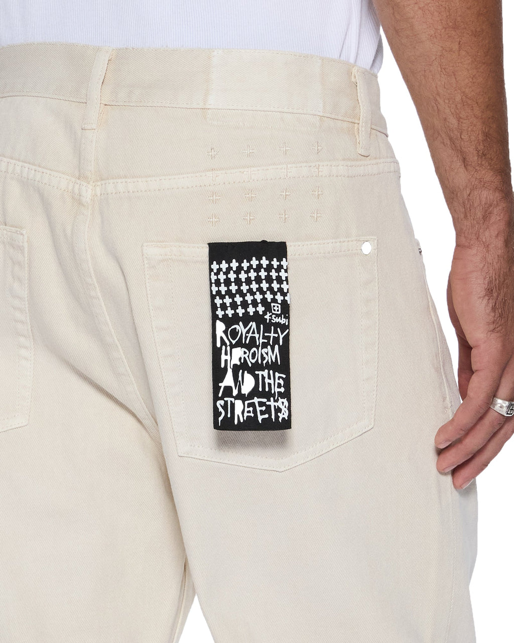 MENS ANTI K IVORY DENIM JEANS