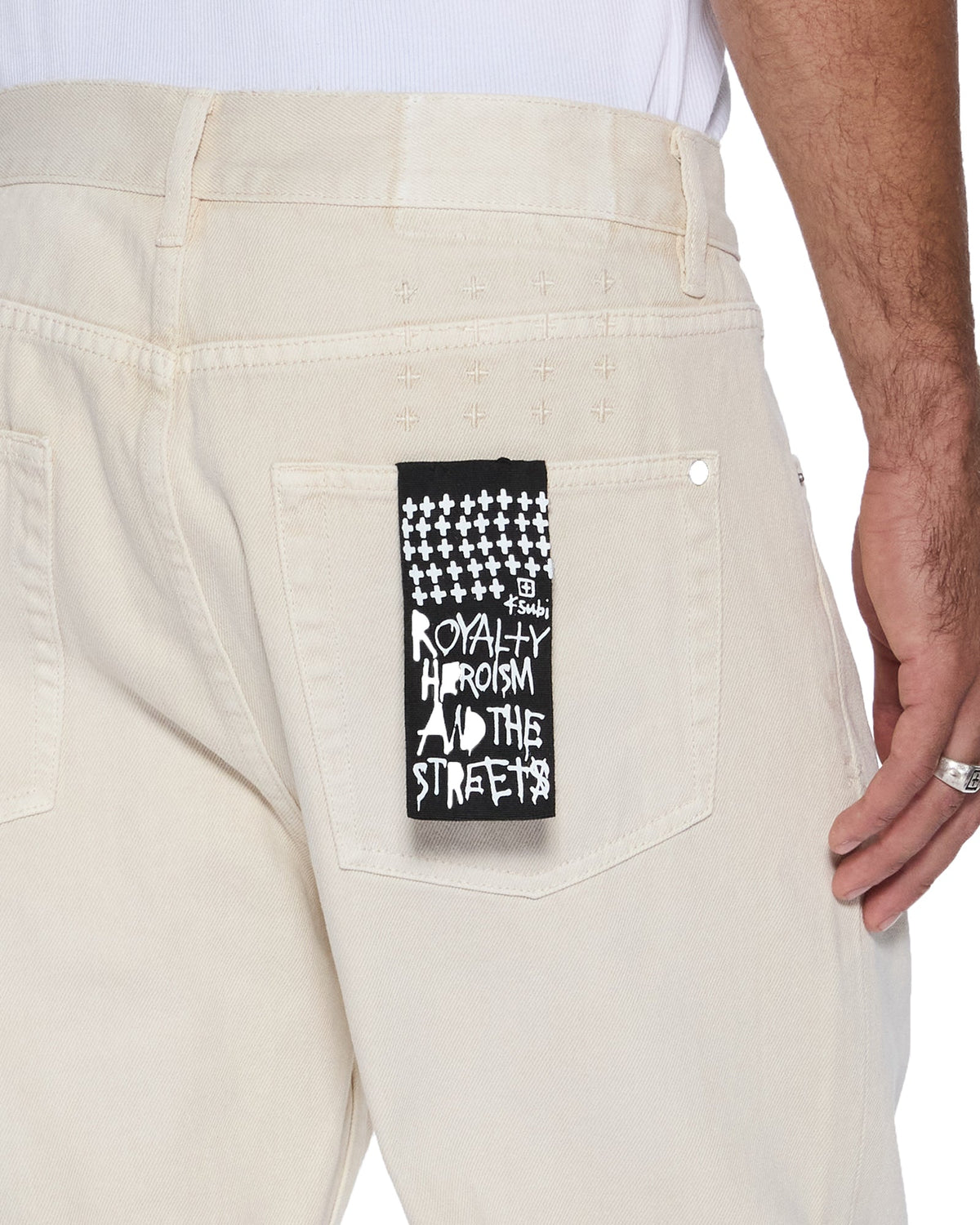 MENS ANTI K IVORY DENIM JEANS