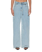 WOMENS BAGGY JEAN ROLLIN KUT OUT DENIM JEANS