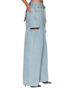 WOMENS BAGGY JEAN ROLLIN KUT OUT DENIM JEANS