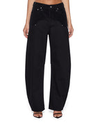 WOMENS BARREL JEAN SALOON BLACK DENIM JEANS