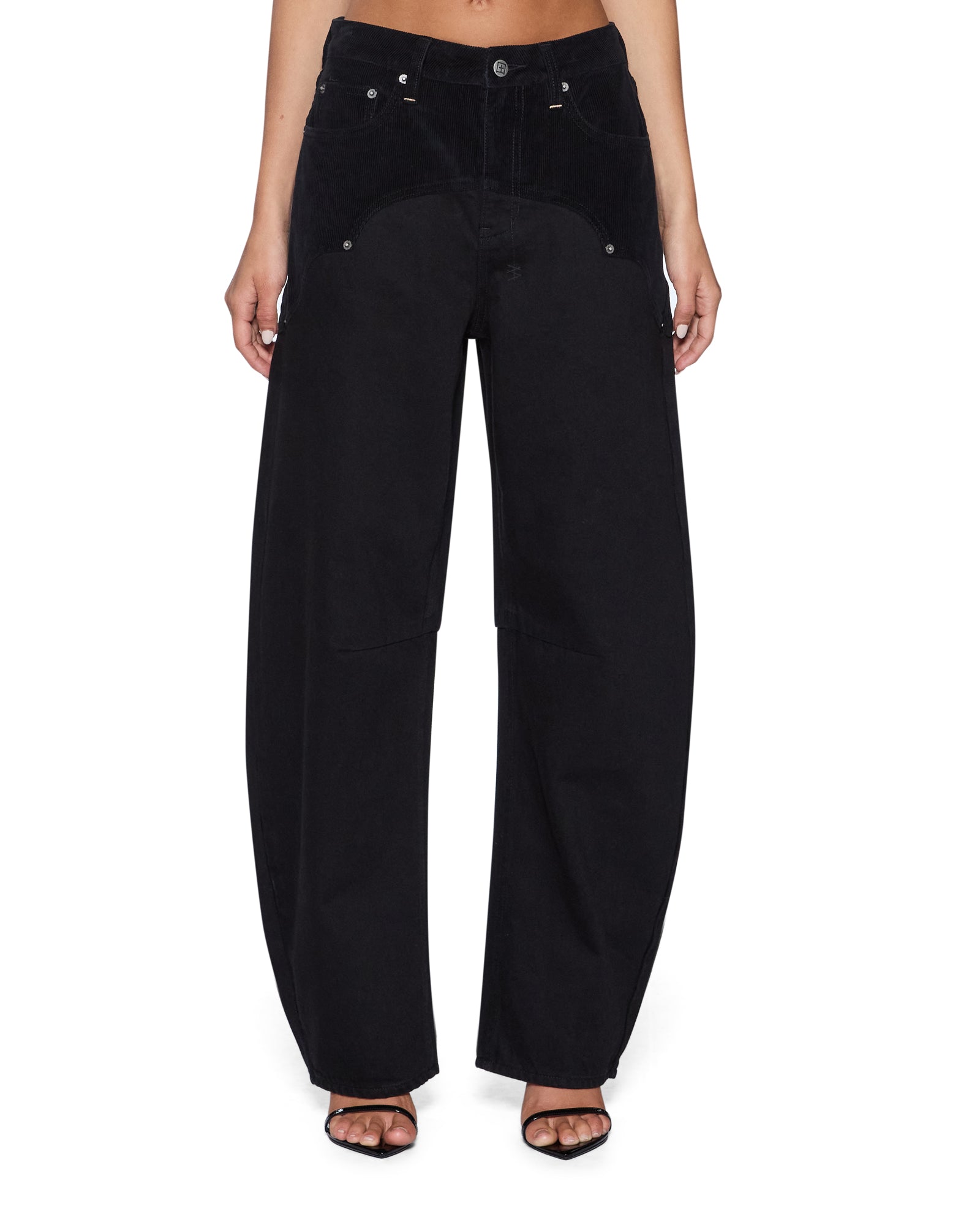 WOMENS BARREL JEAN SALOON BLACK DENIM JEANS