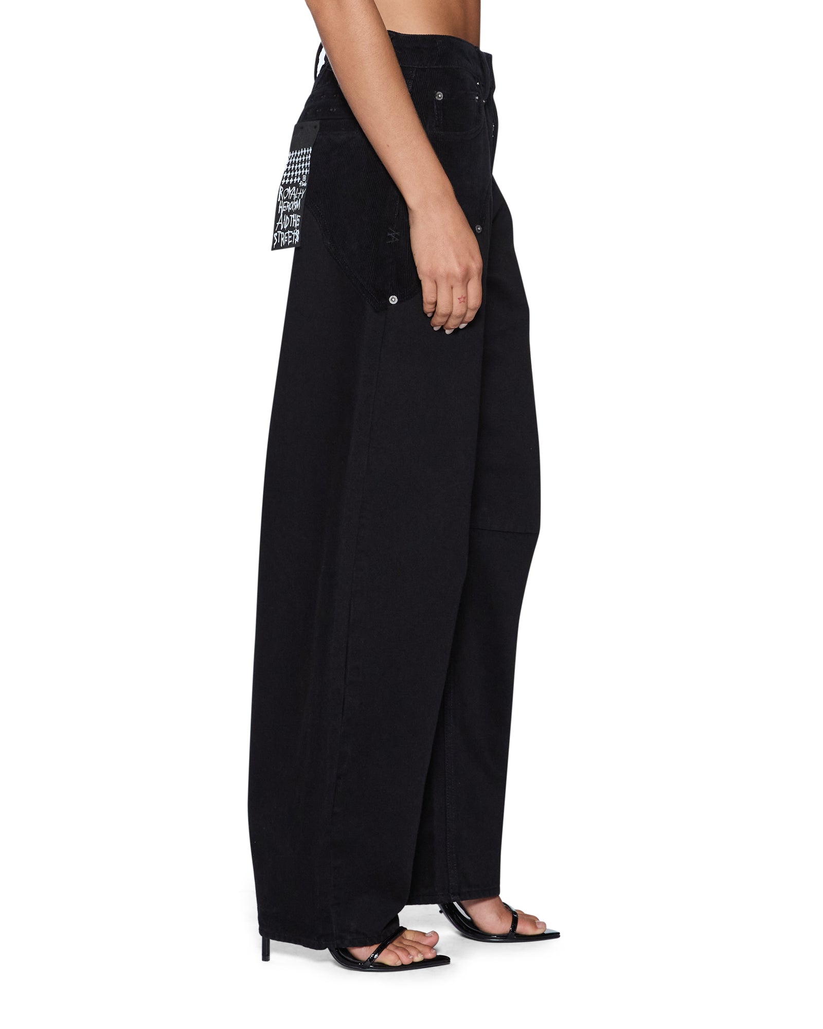 WOMENS BARREL JEAN SALOON BLACK DENIM JEANS
