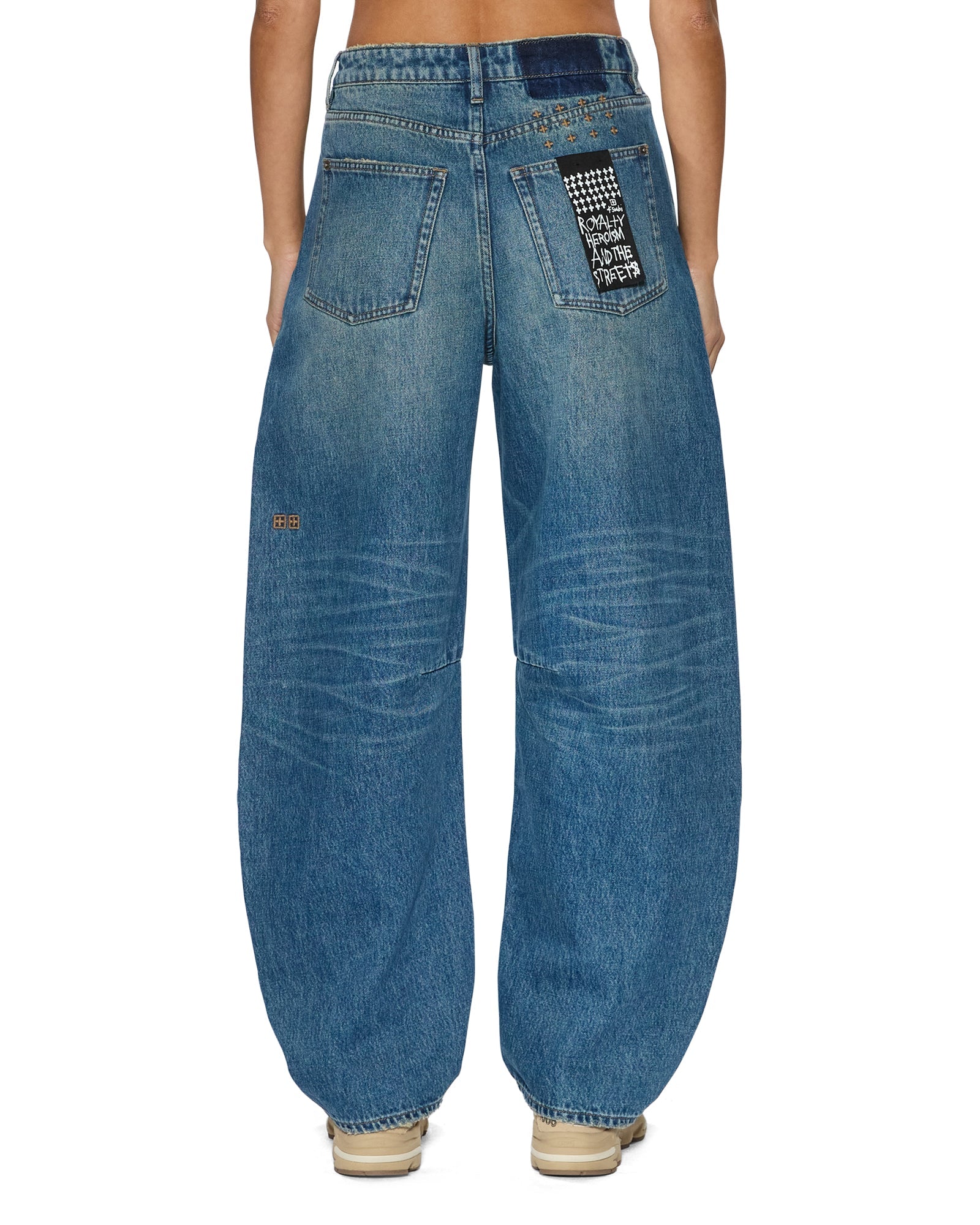 WOMENS  BARREL TEXAS BLUE BARREL LEG DENIM JEANS