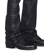 Mens Bronko Backstage Black Studded Bootcut Denim Jeans - Grey