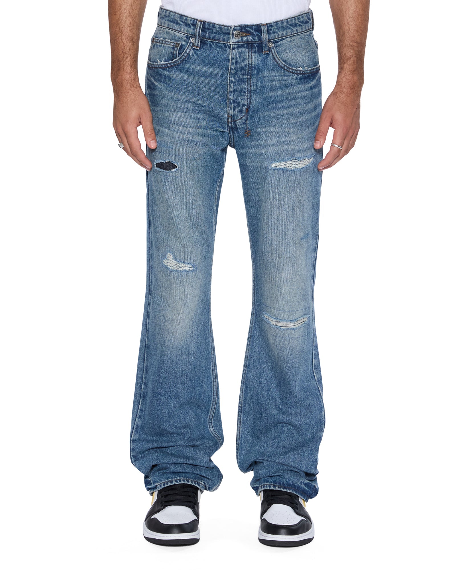 MENS  BRONKO ROADHOUSE REPAIR BOOTCUT DENIM JEANS