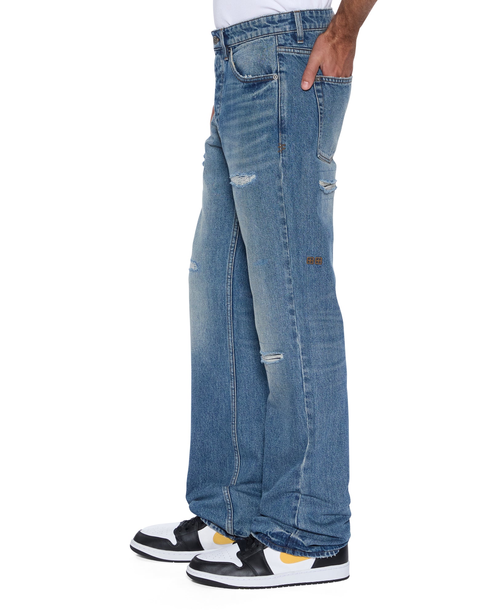 MENS  BRONKO ROADHOUSE REPAIR BOOTCUT DENIM JEANS