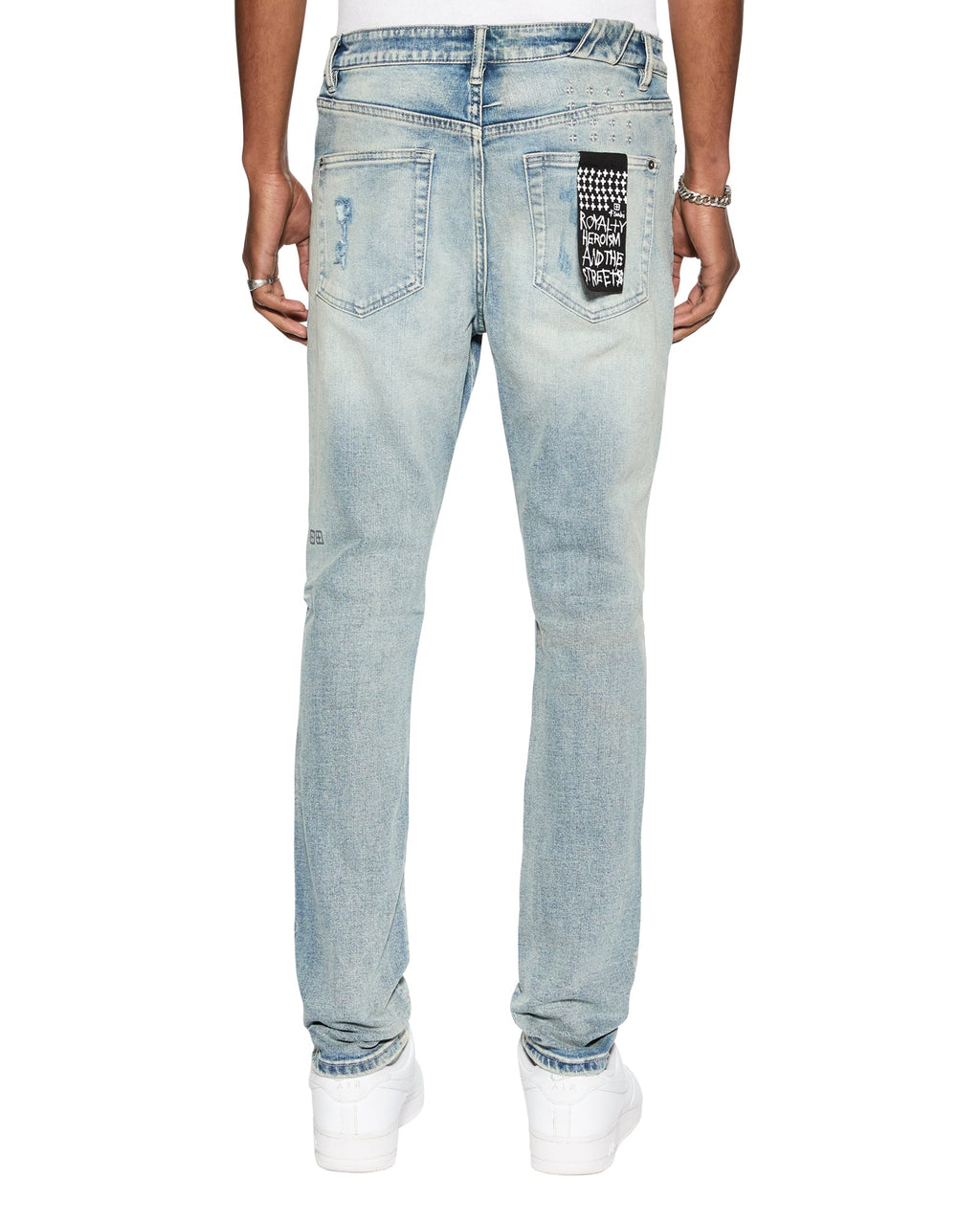 MENS CHITCH PUNK BLUE THRASHED DENIM JEANS