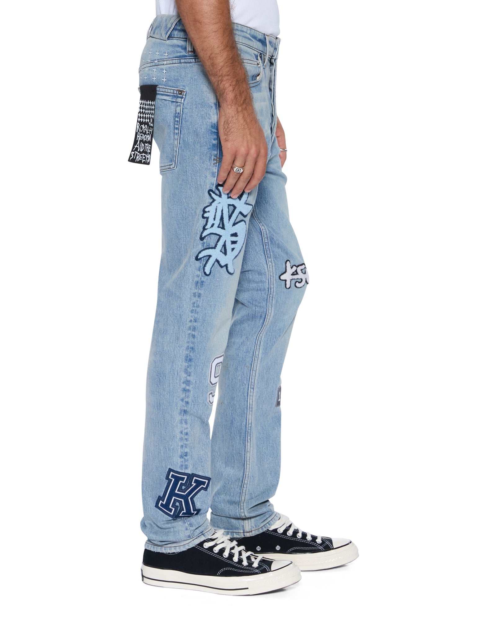 MENS  CHITCH STRIKER PATCHED SLIM DENIM JEANS