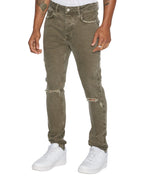 Mens Chitch Overdye Khaki Slim Denim Jeans - Green