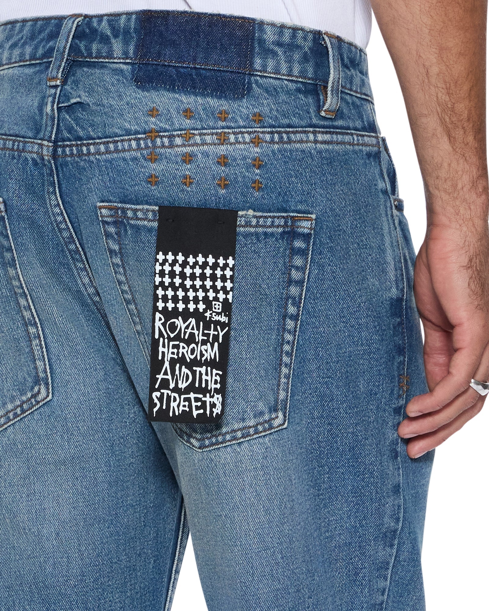 MENS  HAZLOW ROADHOUSE REPAIR STRAIGHT DENIM JEANS