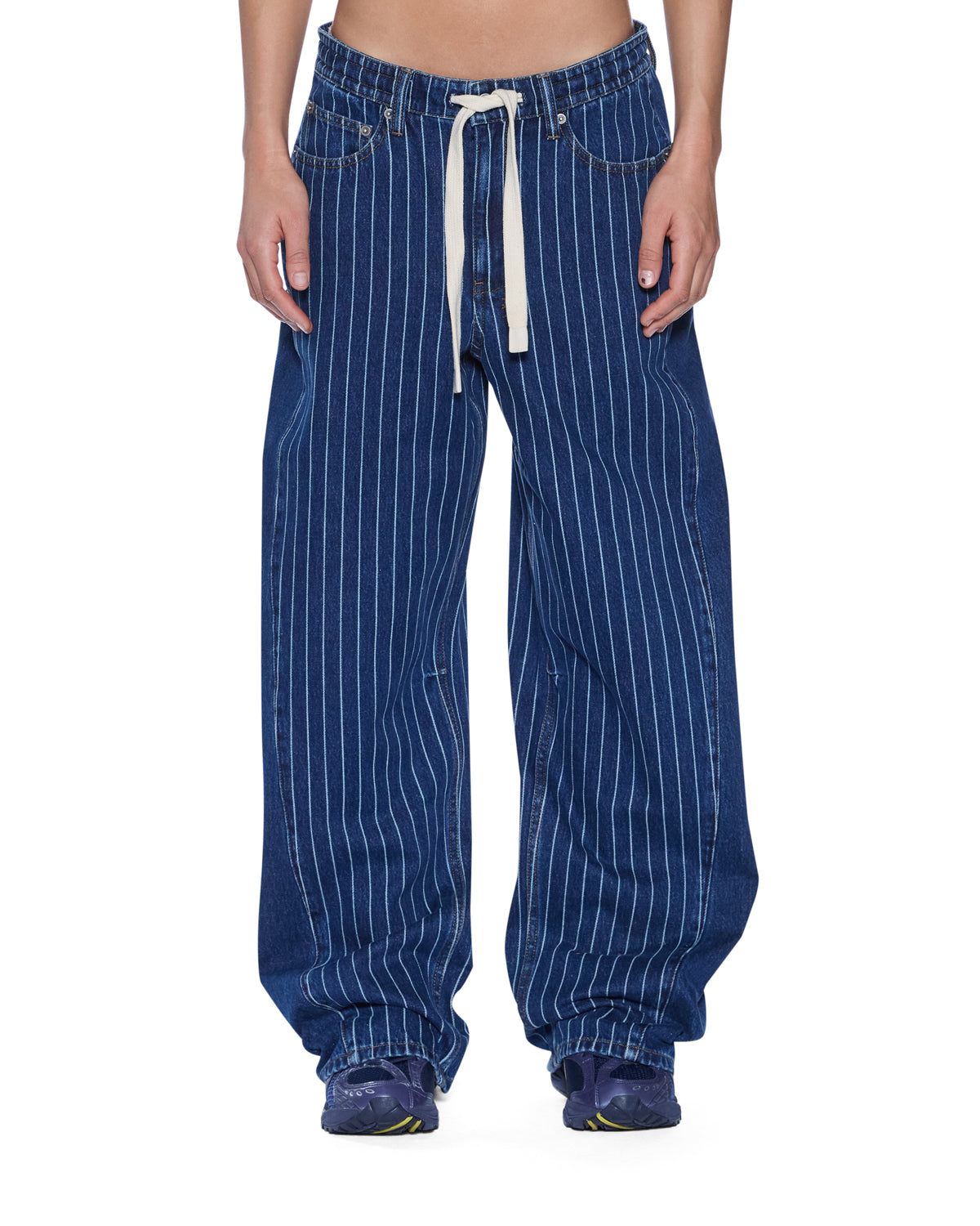 Womens Ksuper Mayfair Blue Spliced Baggy Denim Jeans - Denim