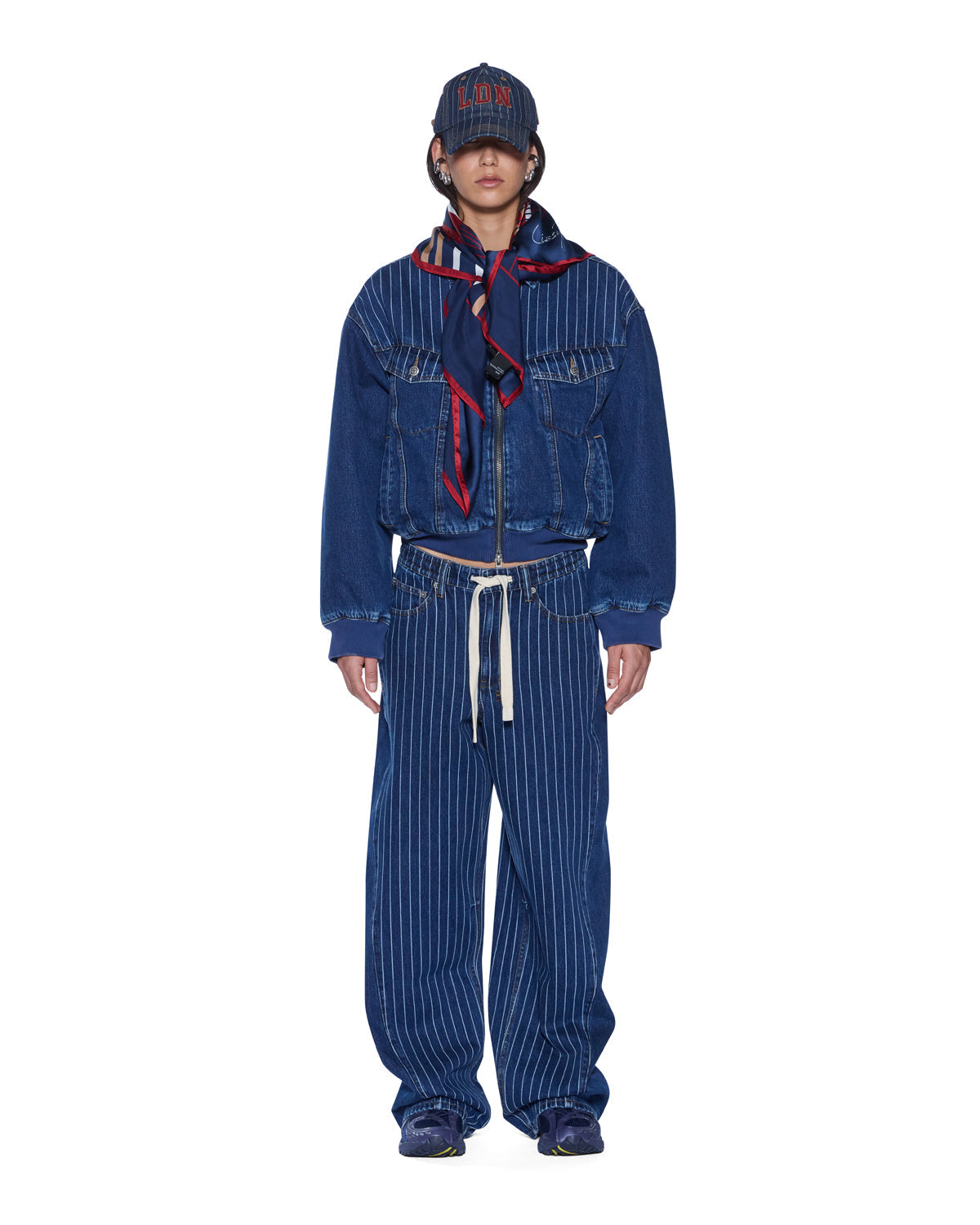 Womens Ksuper Mayfair Blue Spliced Baggy Denim Jeans - Denim