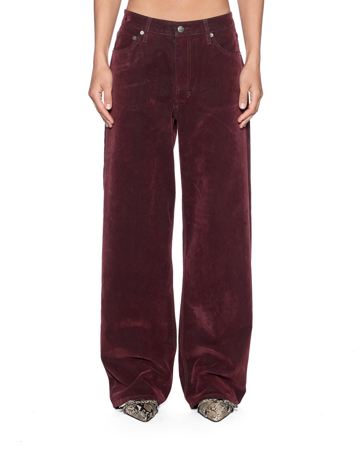 WOMENS LOW RIDER JEAN MERLOT DENIM JEANS
