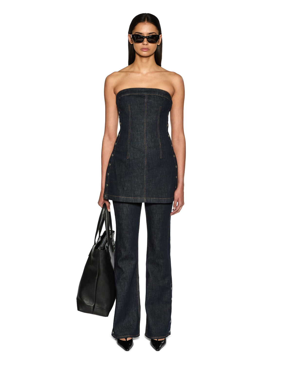 Womens Hotline Dress Original Snaps Fitted Dresses - Denim