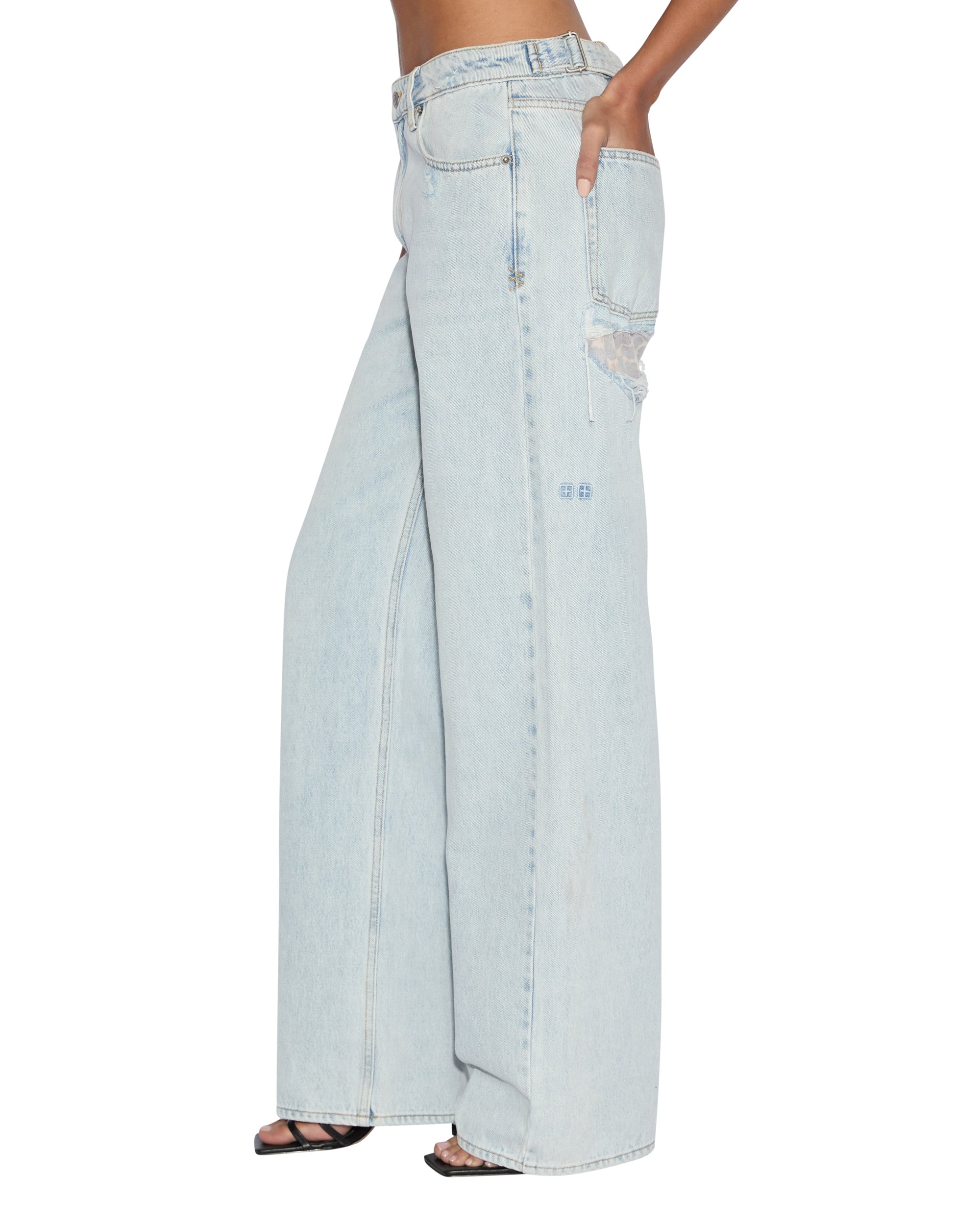 WOMENS  LOW RIDER SKYFALL RAMPANT RIPPED BAGGY DENIM JEANS