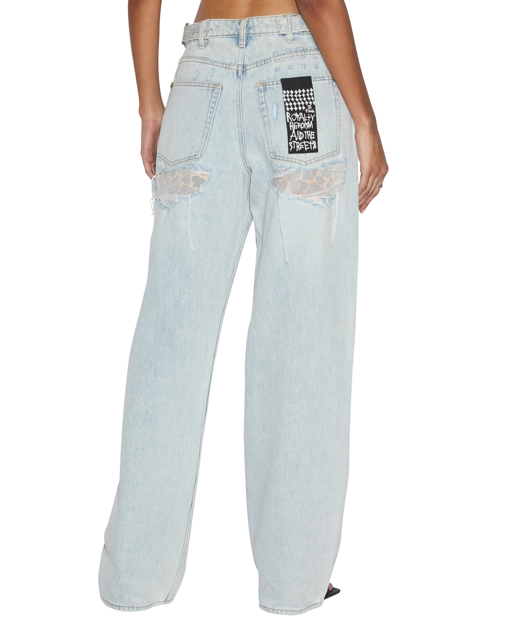 WOMENS  LOW RIDER SKYFALL RAMPANT RIPPED BAGGY DENIM JEANS