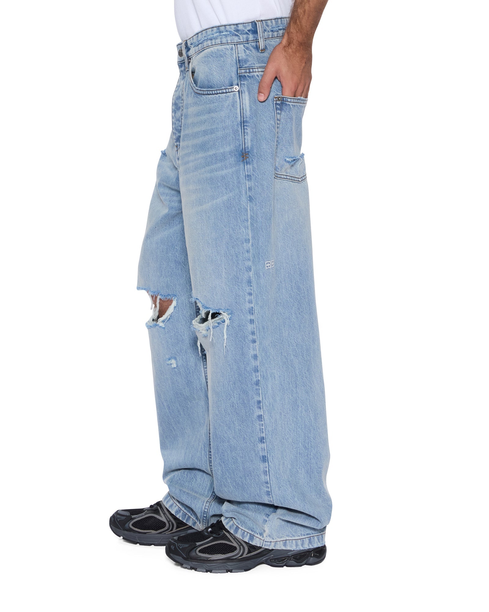 MENS  MAXX STRIKER TRASHED BAGGY DENIM JEANS