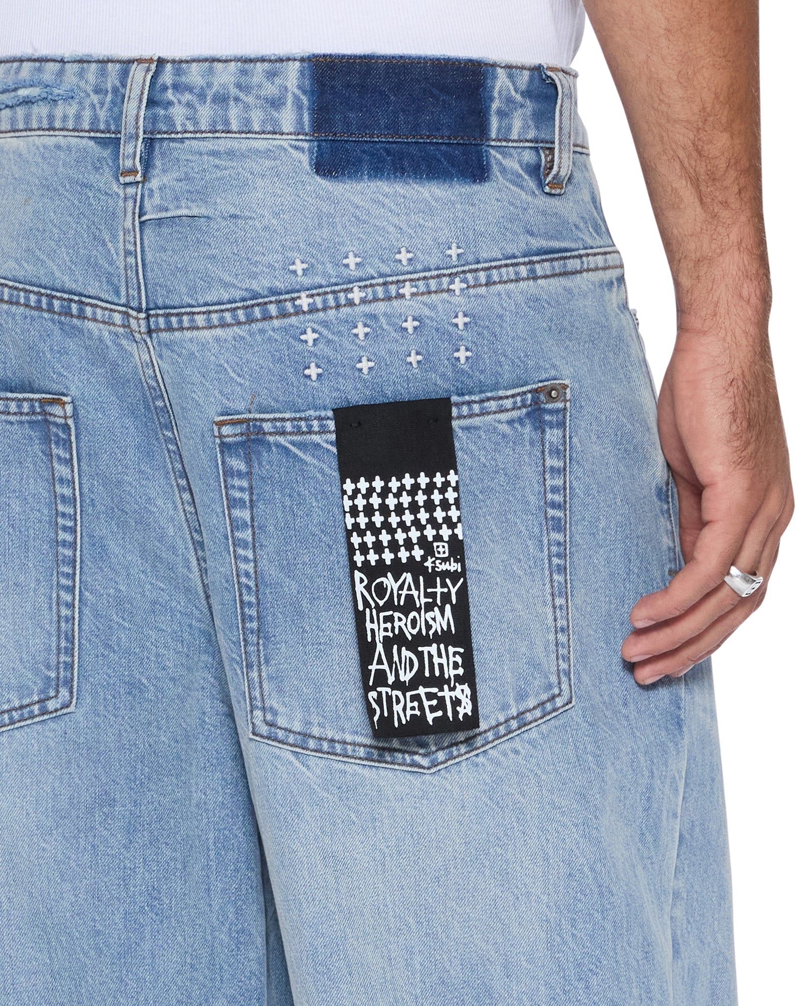 MENS  MAXX STRIKER TRASHED BAGGY DENIM JEANS