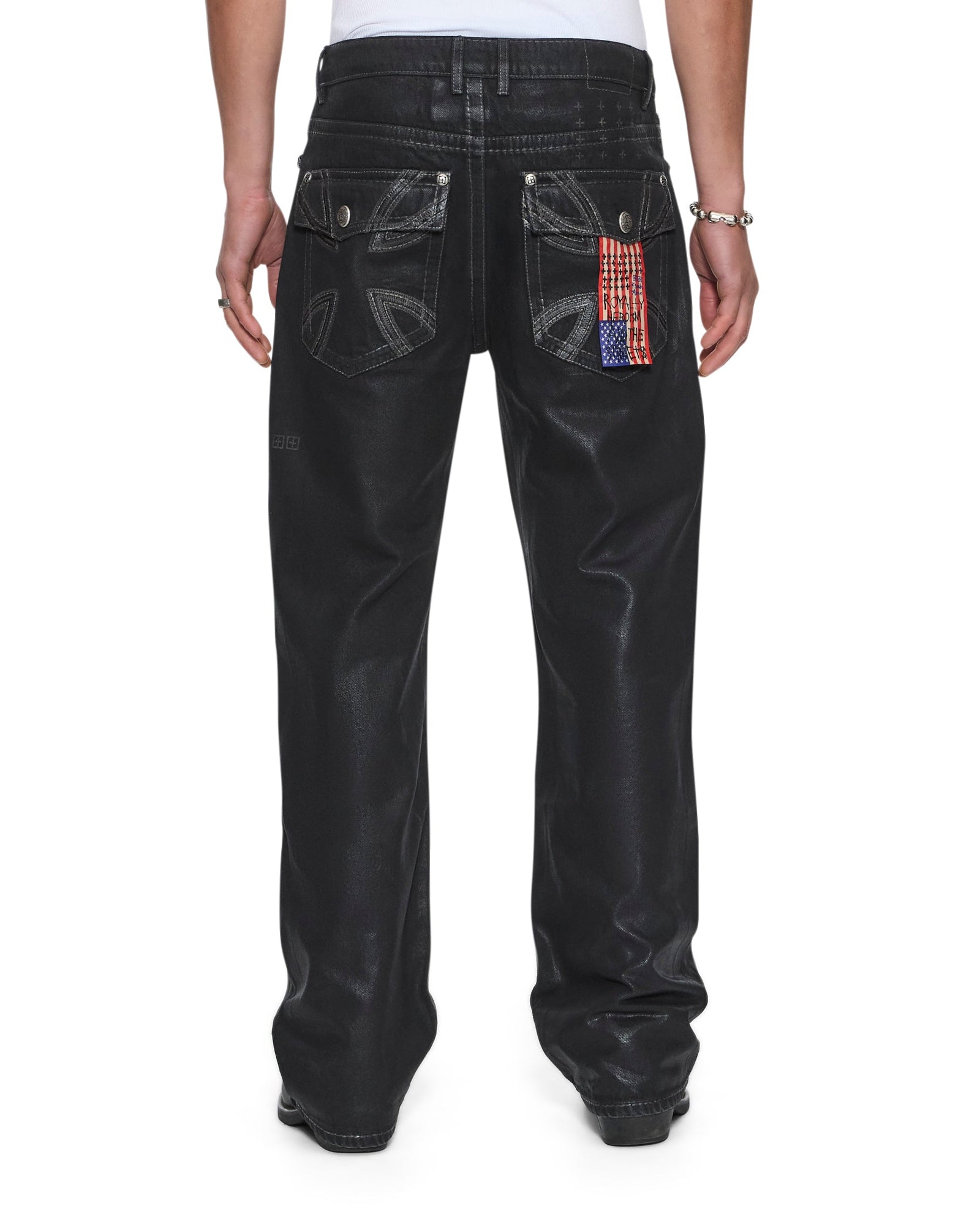 MENS KSUBI X ALICE HOLLYWOOD TORO BLACK WAX BOOTCUT DENIM JEANS