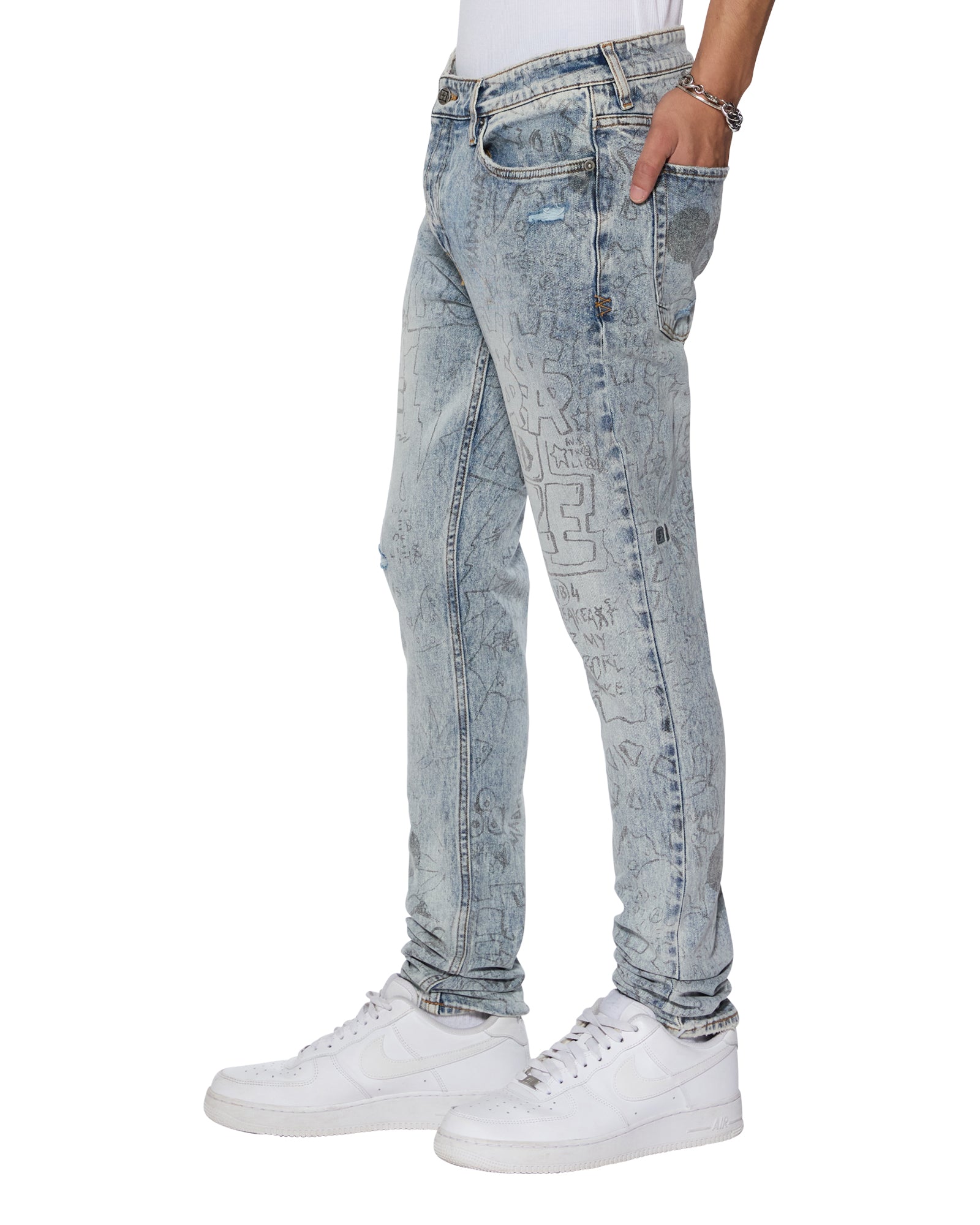 MENS  VAN WINKLE BUNKER BLUE NOIZE SKINNY DENIM JEANS