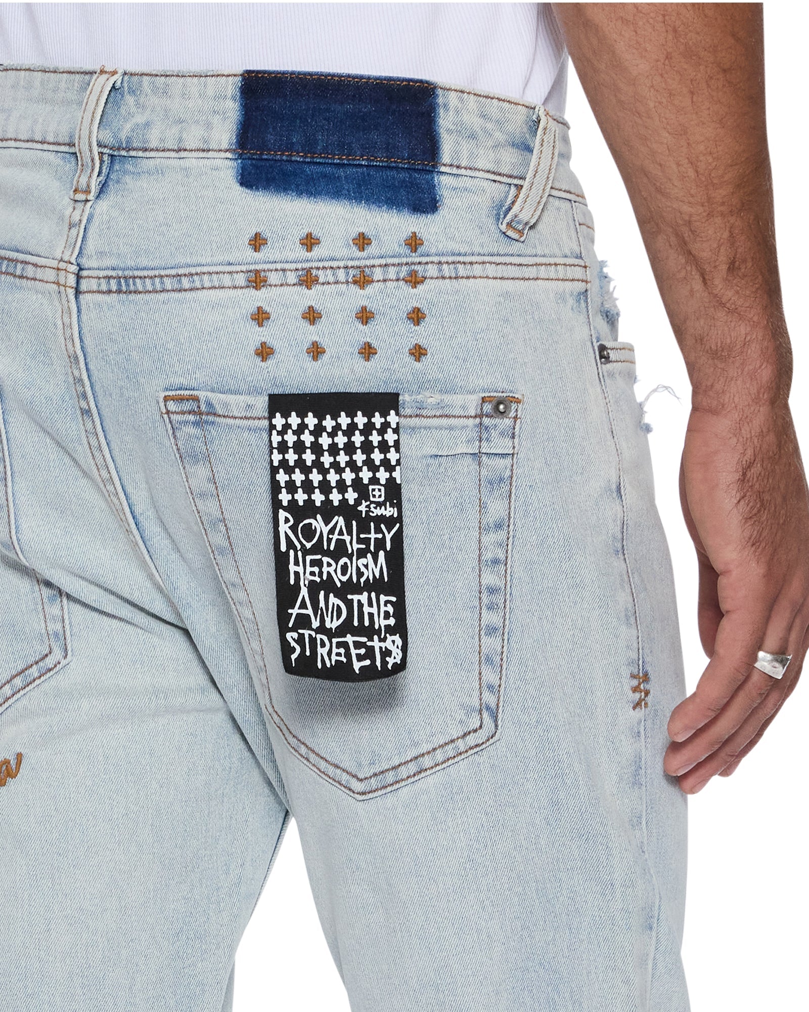 MENS  VAN WINKLE FROST BLUE ARCH SKINNY DENIM JEANS