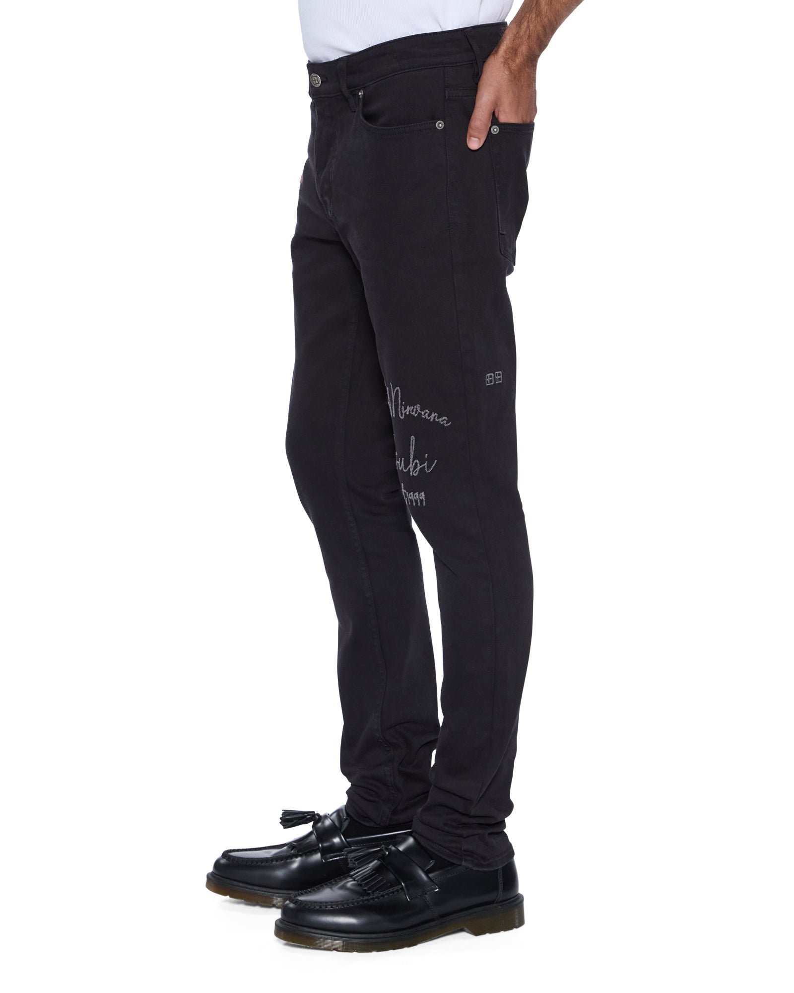 MENS VAN WINKLE JASPER BLACK ARCH DENIM JEANS