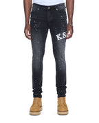 MENS VAN WINKLE POWDER GREY DENIM JEANS