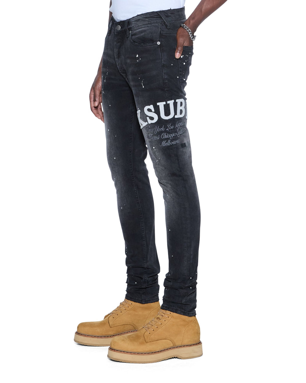 MENS VAN WINKLE POWDER GREY DENIM JEANS