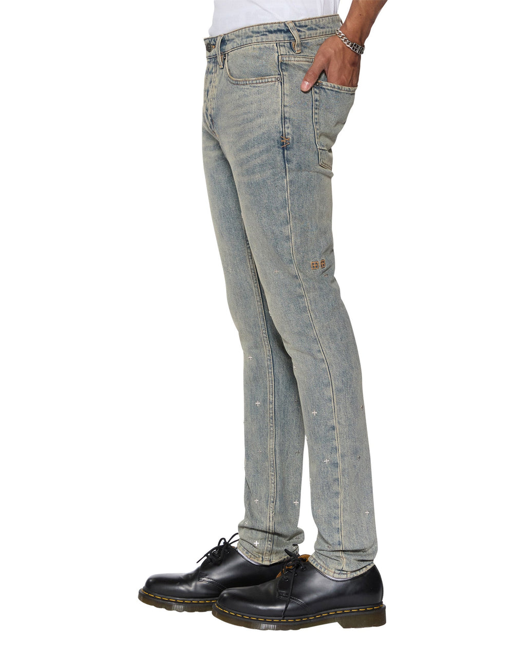 Mens Van Winkle Stagelight Metalik Skinny Denim Jeans - Denim