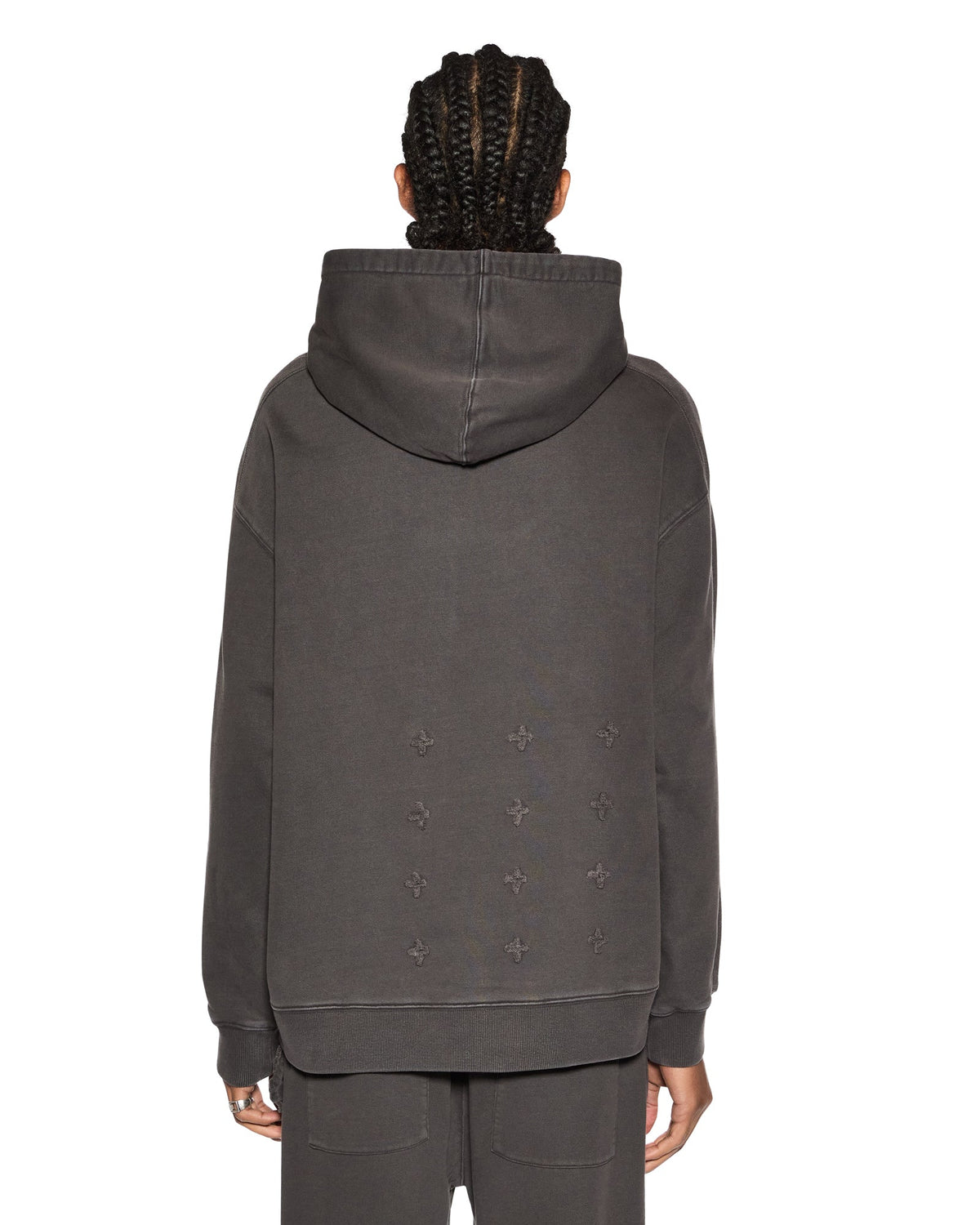Mens Inverted Biggie Hoodie Faded Black Oversized Fleece - Black