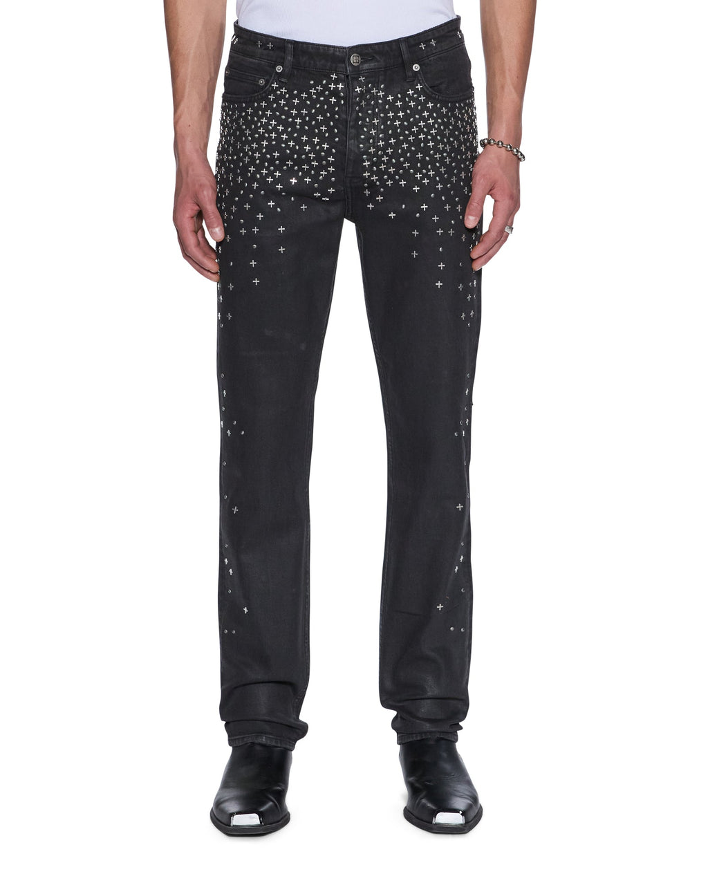Mens Chitch Backstage Black Metalik Slim Denim Jeans - Black