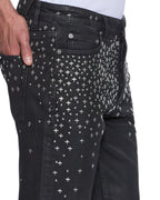Mens Chitch Backstage Black Metalik Slim Denim Jeans - Black