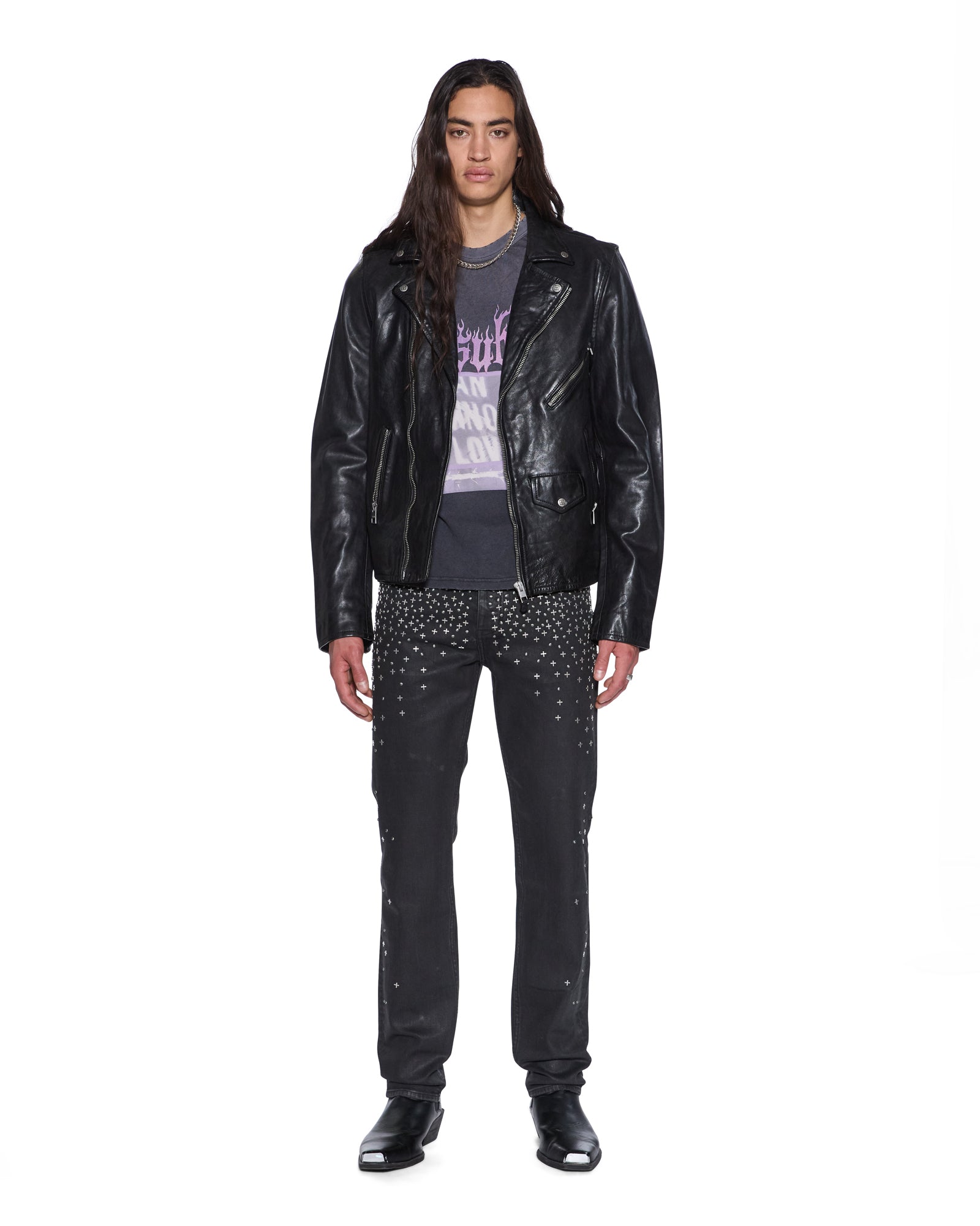 MENS  CHITCH BACKSTAGE BLACK METALIK SLIM DENIM JEANS